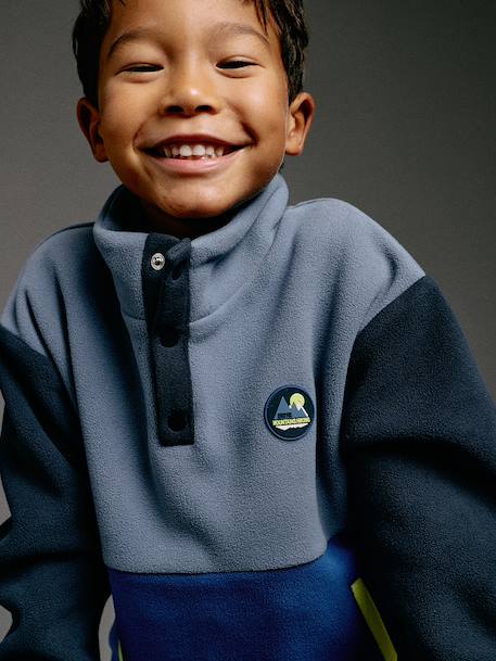 Long-Sleeved Fleece Sweatshirt for Boys blue+green - vertbaudet enfant 