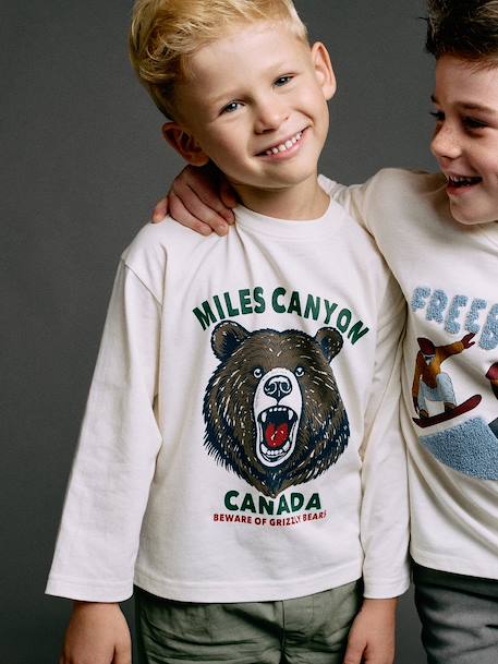 Top with Animal Motif, for Boys fir green+petrol blue+white - vertbaudet enfant 