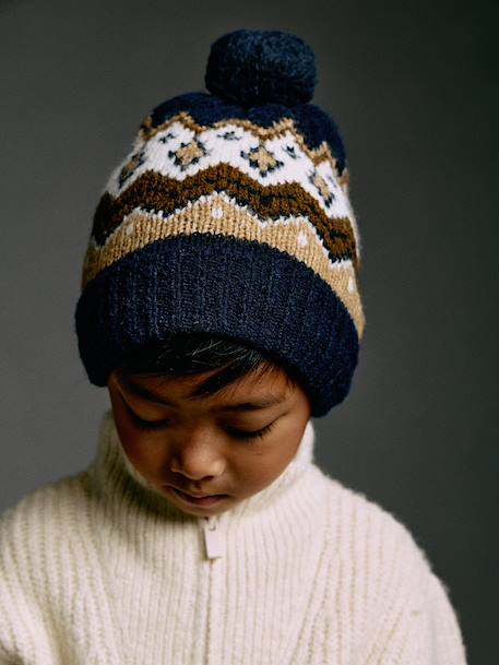 Hat, snood and gloves set for boys mocha - vertbaudet enfant 