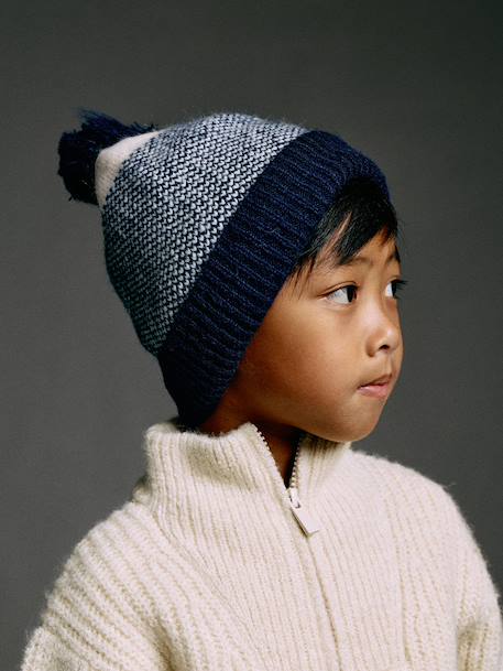 boys hat, snood and gloves set navy blue - vertbaudet enfant 