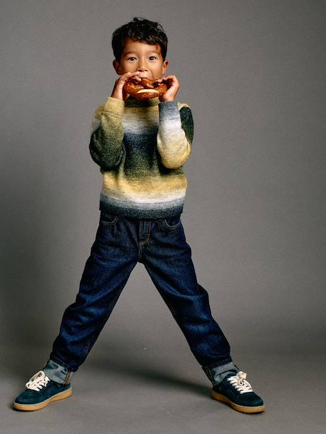 Straight Leg Jeans with Turn-Ups for Boys brut denim+stone - vertbaudet enfant 