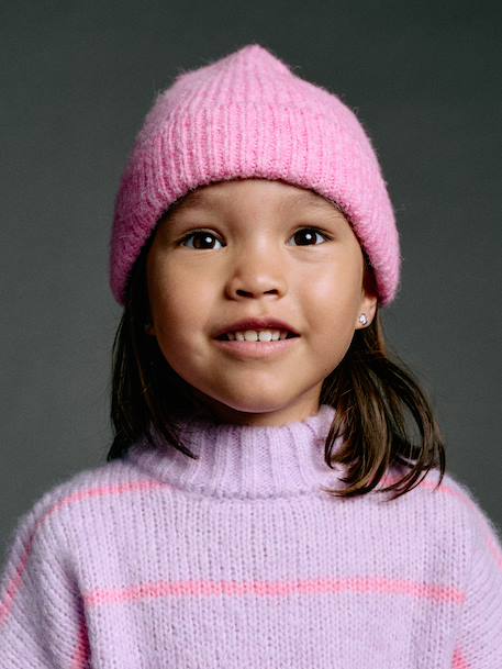 Knitted hat and snood set for girls fuchsia - vertbaudet enfant 