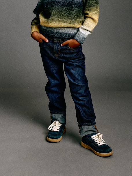 Straight Leg Jeans with Turn-Ups for Boys brut denim+stone - vertbaudet enfant 