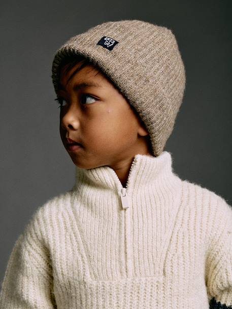 Hat, snood and gloves set for boys taupe - vertbaudet enfant 