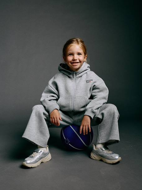 Zip-up sweatshirt tracksuit set for girls marl grey - vertbaudet enfant 