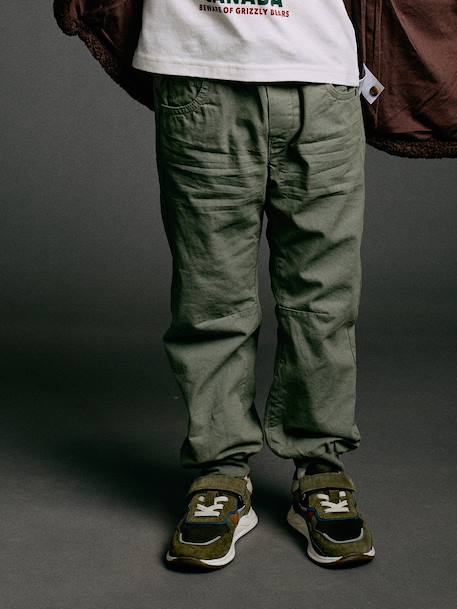 Pantalon style jogger doublé polaire garçon facile à enfiler encre+NOISETTE+vert sauge - vertbaudet enfant 