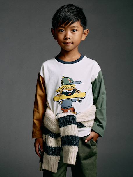 Long-sleeved T-shirt for boys ecru - vertbaudet enfant 
