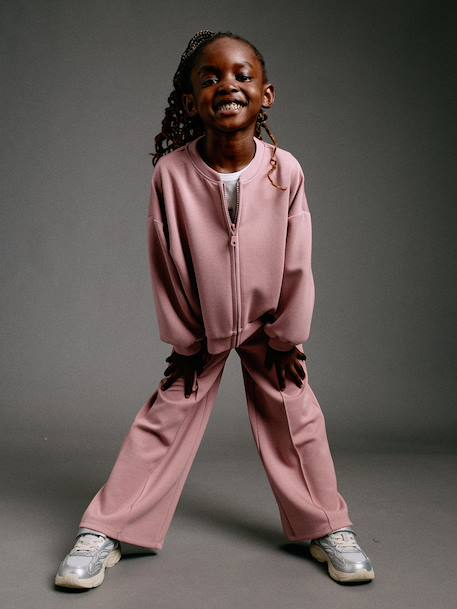 Zip-up sweatshirt for girls old rose - vertbaudet enfant 