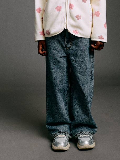 Wide-leg jeans for girls medium blue - vertbaudet enfant 
