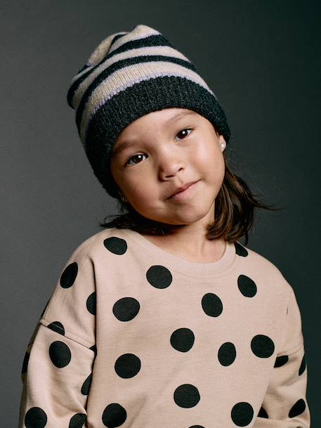 Sweat fille col rond écru+ivoire+rose pâle+taupe - vertbaudet enfant 