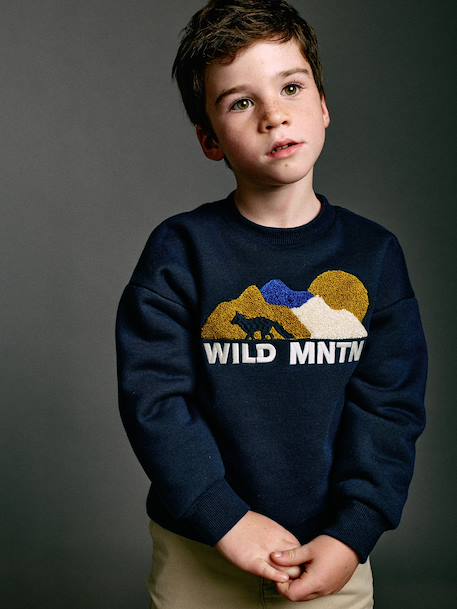 Crew neck sweatshirt for boys navy blue - vertbaudet enfant 