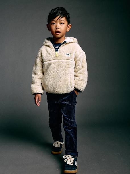Corduroy Trousers, Easy to Slip On, for Boys beige+navy blue+slate blue - vertbaudet enfant 