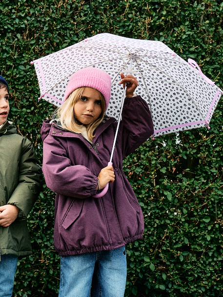 Hooded Parka with Faux Fur Lining for Girls black+camel+dark green+dusky pink+navy blue+plum - vertbaudet enfant 