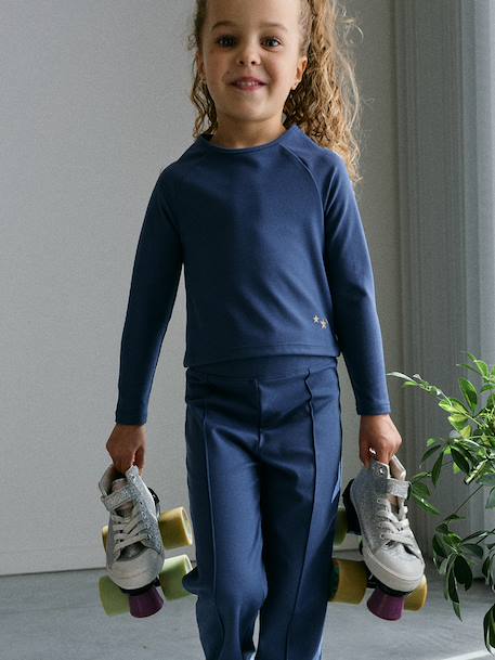 Technical long-sleeved T-shirt for girls medium blue - vertbaudet enfant 