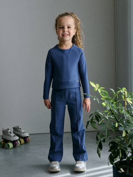 Technical long-sleeved T-shirt for girls medium blue - vertbaudet enfant 