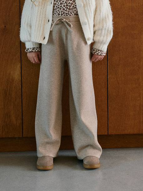 Pantalon large fille anthracite+beige - vertbaudet enfant 