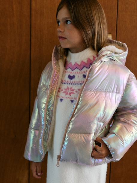 Warm puffer jacket for girls pale pink - vertbaudet enfant 