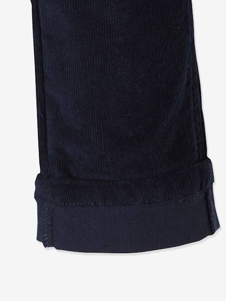 Slim Leg Corduroy Trousers for Boys Dark Blue+Tan - vertbaudet enfant 