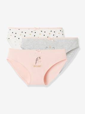 Girls-Underwear-Pack of 3 Cats & Unicorns Briefs, for Girls