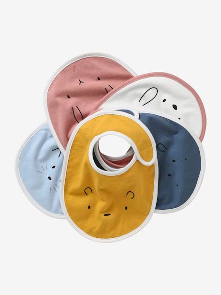 Pack of 5 Animal Bibs for Newborns Light Blue - vertbaudet enfant 