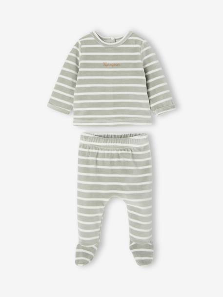 Lot de 2 pyjamas naissance manches longues vert sauge - vertbaudet enfant 