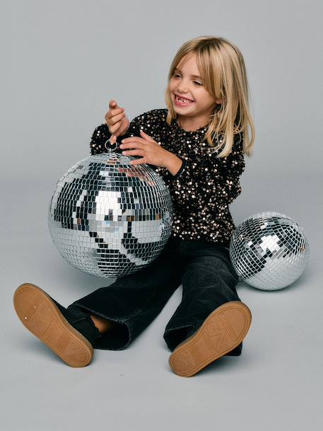 Sequin sweatshirt for girls chocolate - vertbaudet enfant 