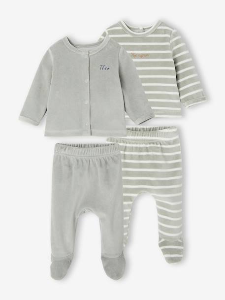 Lot de 2 pyjamas naissance manches longues vert sauge - vertbaudet enfant 
