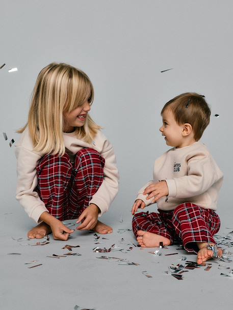 Pyjamas in sweatshirt fabric and flannel for girls red - vertbaudet enfant 