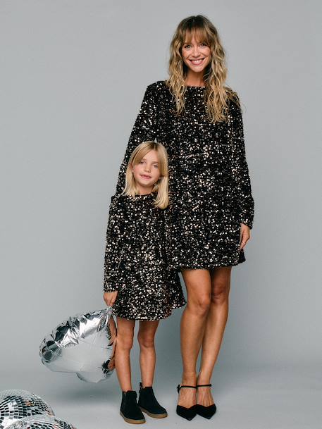 Robe fille à sequins chocolat - vertbaudet enfant 