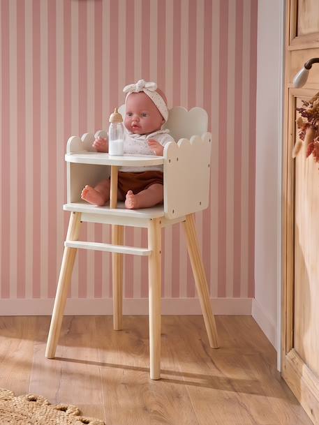 FSC® scalloped wooden doll's high chair white - vertbaudet enfant 