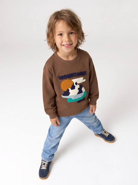 T-shirt manches longues garçon marine+noisette - vertbaudet enfant 
