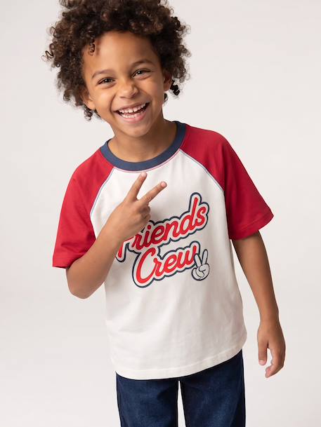 Raglan short-sleeved T-shirt for boys red - vertbaudet enfant 
