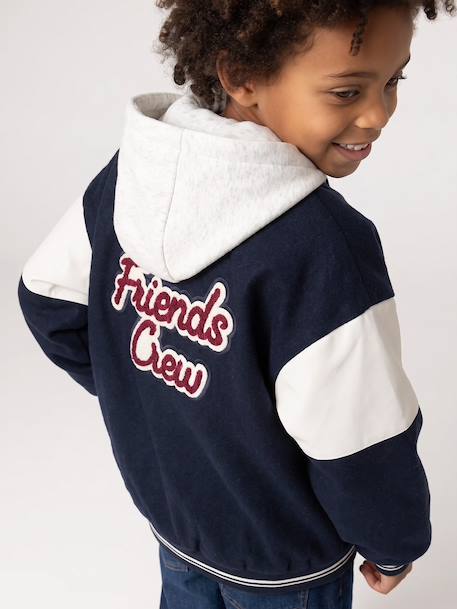Teddy jacket with detachable hood for boys navy blue - vertbaudet enfant 