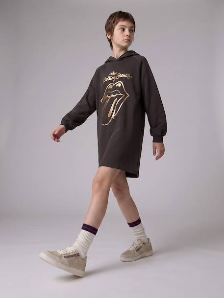 Hooded sweatshirt dress Rolling Stones for girls anthracite - vertbaudet enfant 