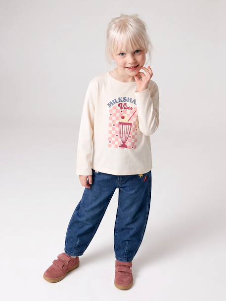 T-shirt manches longues fille écru - vertbaudet enfant 