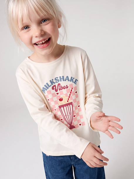 Long-sleeved T-shirt for girls ecru - vertbaudet enfant 