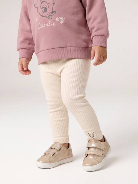 Trainers with leather velcro straps for babies gold+rosy+white - vertbaudet enfant 