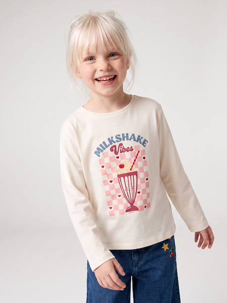 T-shirt manches longues fille écru - vertbaudet enfant 