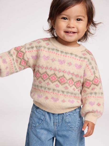 Long-sleeved jumper for baby girls rose - vertbaudet enfant 
