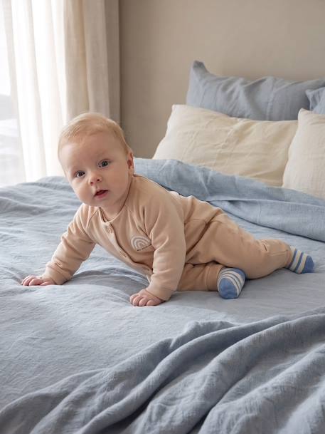 Long-sleeved playsuit for baby beige - vertbaudet enfant 