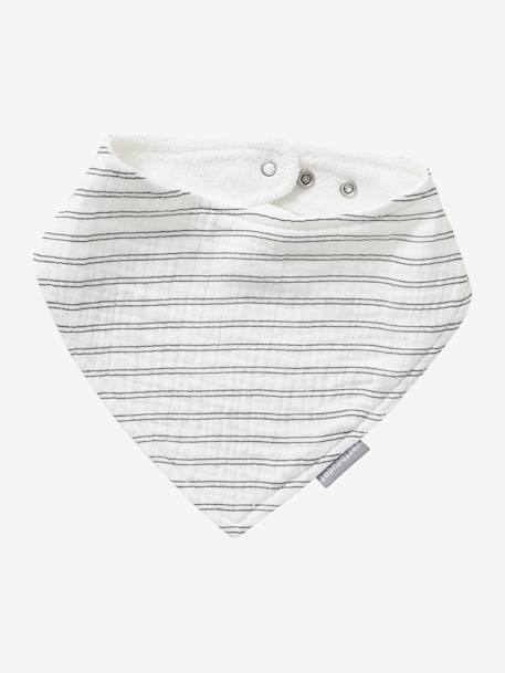 Lot 3 bavoirs bandanas en gaze de coton beige imprimé+BLANC+bleu grisé+cappuccino+écru+lot renard+lot vert panda+rose pâle+vert sauge - vertbaudet enfant 