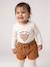 Long-sleeved baby t-shirt with leopard heart pattern ecru+navy blue - vertbaudet enfant 