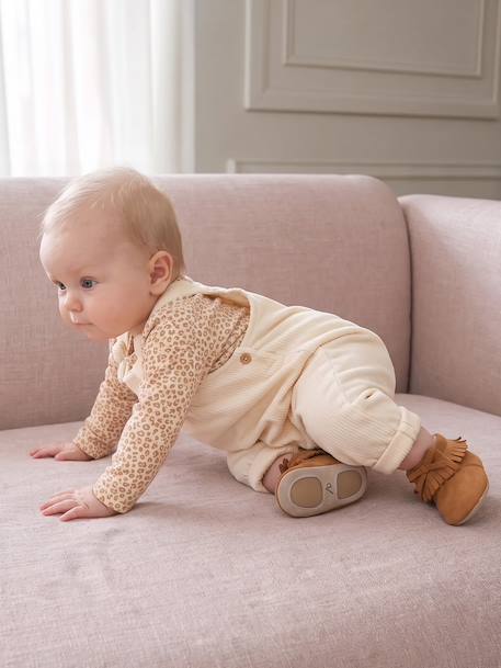 Dungaree set and bodysuit for baby girls vanilla - vertbaudet enfant 