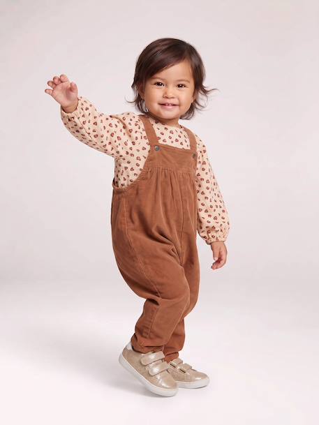 Blouse & Corduroy Dungarees Combo for Baby Girls Dark Blue+hazel - vertbaudet enfant 