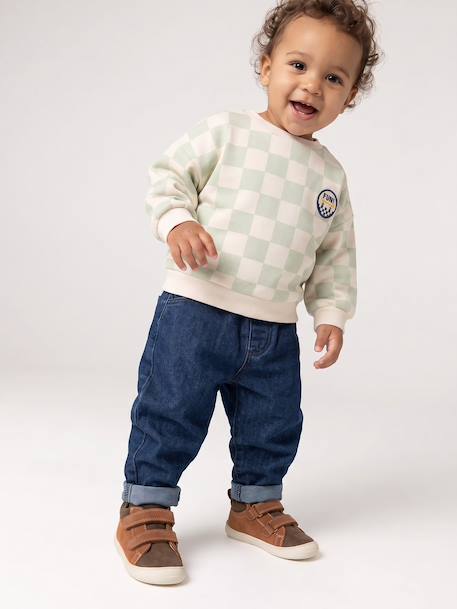 Basics denim jeans for babies with elasticated waist and pockets brut denim+denim grey - vertbaudet enfant 