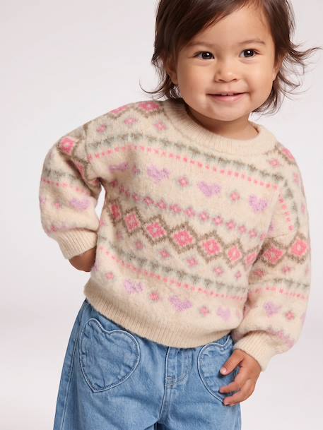 Long-sleeved jumper for baby girls rose - vertbaudet enfant 