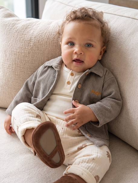 Shirt overshirt and T-shirt set for baby khaki - vertbaudet enfant 