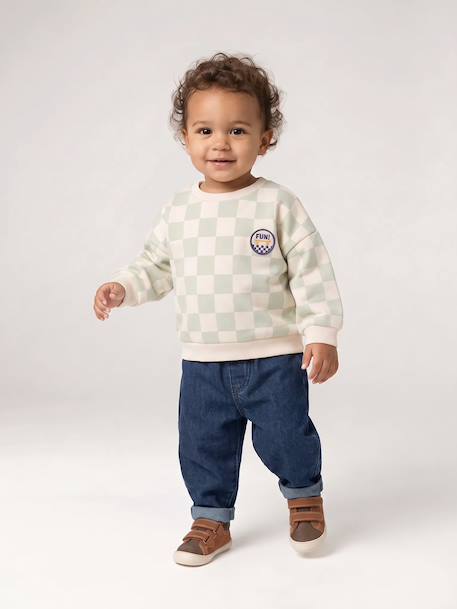 Long-sleeved sweatshirt for baby sage green - vertbaudet enfant 