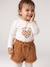 Long-sleeved baby t-shirt with leopard heart pattern ecru+navy blue - vertbaudet enfant 