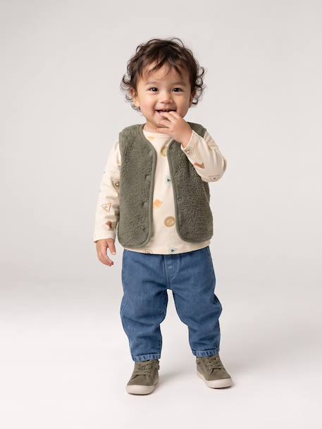 Gilet bébé sherpa à pressions vert - vertbaudet enfant 